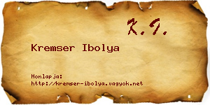 Kremser Ibolya névjegykártya